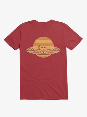 Saturn Eating Sushi Red T-Shirt