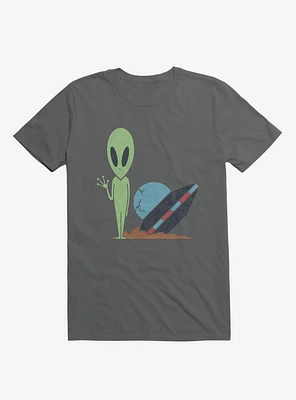 Alien UFO Crash Charcoal Grey T-Shirt