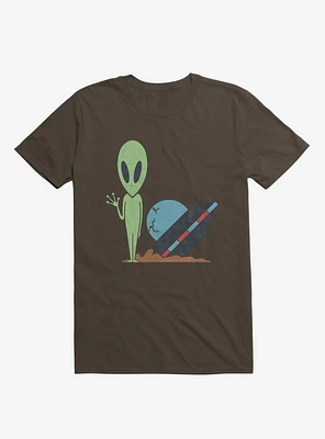 Alien UFO Crash Brown T-Shirt