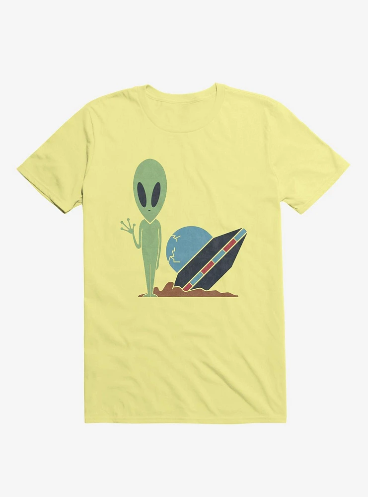 Alien UFO Crash Corn Silk Yellow T-Shirt