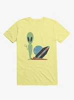Alien UFO Crash Corn Silk Yellow T-Shirt