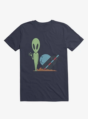 Alien UFO Crash Navy Blue T-Shirt