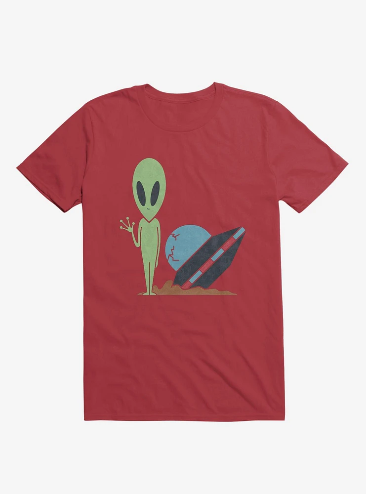 Alien UFO Crash Red T-Shirt