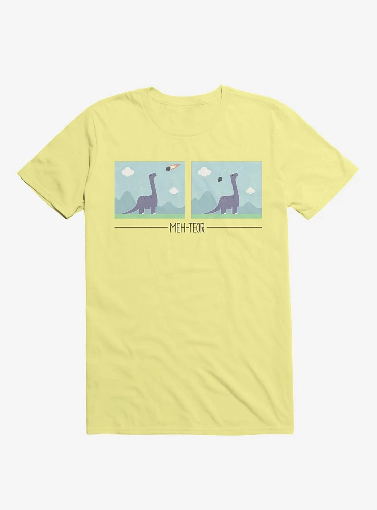 Dinosaur Meh-Teor Corn Silk Yellow T-Shirt