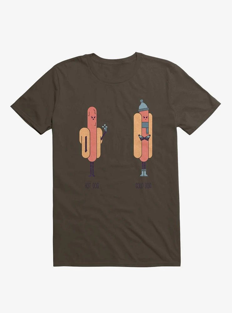 Opposites Hot Dog Cold Brown T-Shirt