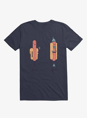 Opposites Hot Dog Cold Navy Blue T-Shirt