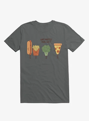 Broccoli Junk Food Party Crasher Charcoal Grey T-Shirt