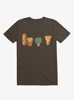 Broccoli Junk Food Party Crasher Brown T-Shirt
