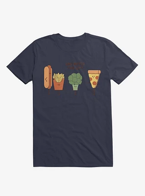 Broccoli Junk Food Party Crasher Navy Blue T-Shirt