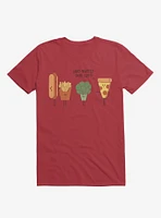 Broccoli Junk Food Party Crasher Red T-Shirt