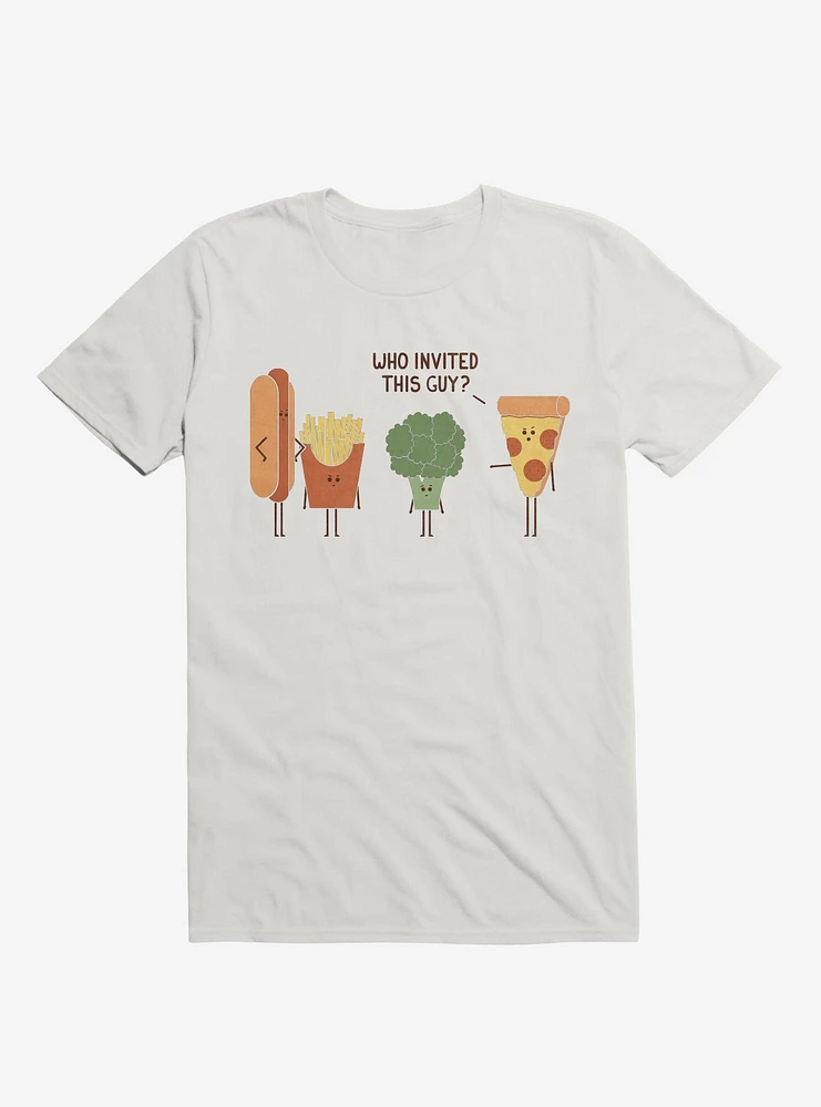 Broccoli Junk Food Party Crasher White T-Shirt