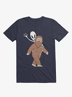 Alien And Sasquatch Piggyback Navy Blue T-Shirt