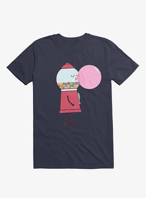 Bubblegum Blowing A Bubble Navy Blue T-Shirt