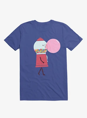Bubblegum Blowing A Bubble Royal Blue T-Shirt