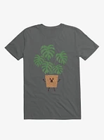 Monstera House Plant Charcoal Grey T-Shirt