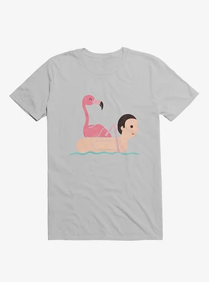 Flamingo On Human Floatie Ice Grey T-Shirt