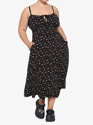 Crescent Moon Empire Waist Midi Dress Plus Size