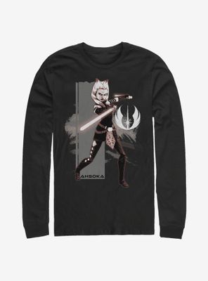 Star Wars Ahsoka Jedi Grayscale Long-Sleeve T-Shirt