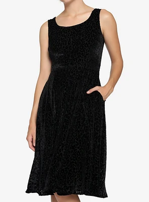 Black Leopard Velvet Dress