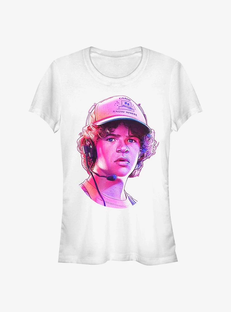 Stranger Things Dusty Neon Face Girls T-Shirt