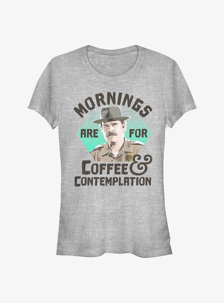 Stranger Things Hopper Coffee Morning Girls T-Shirt