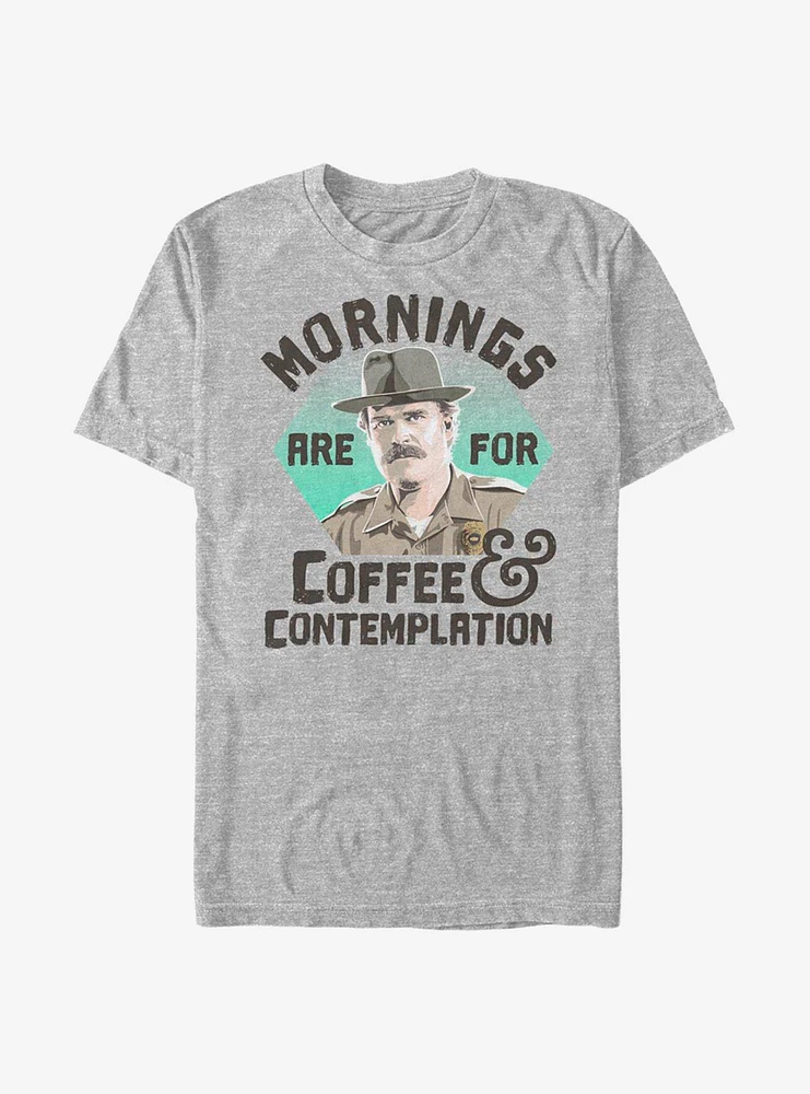 Stranger Things Hopper Coffee Morning T-Shirt