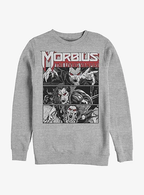 Marvel Morbius The Living Vampire Panels Crew Sweatshirt