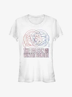 Marvel The Falcon And Winter Soldier Red Blue Wireframe Girls T-Shirt