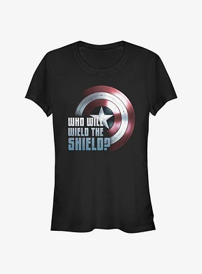 Marvel The Falcon And Winter Soldier Wielding Shield Girls T-Shirt