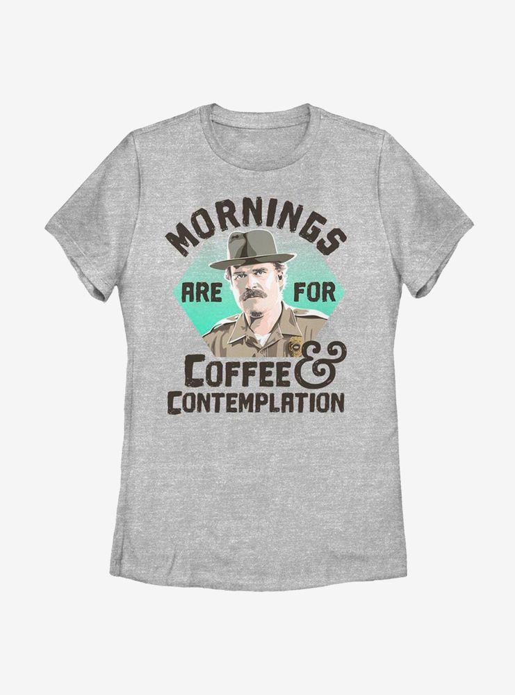 Stranger Things Hopper Coffee Morning Womens T-Shirt