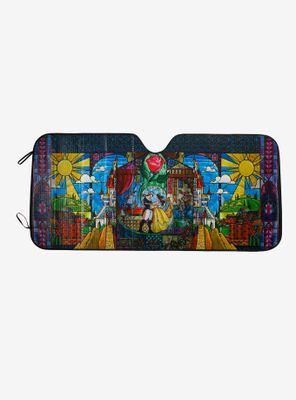 Disney Beauty and the Beast Stained Glass Mural Accordion Sunshade - BoxLunch Exclusive