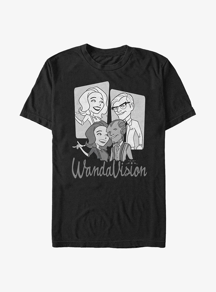 Marvel WandaVIsion Cartoon Character Panels T-Shirt