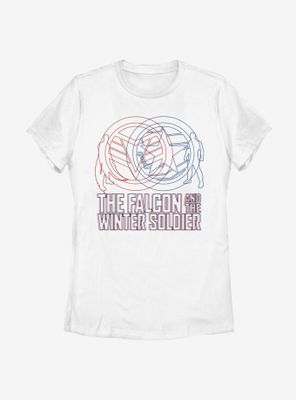 Marvel The Falcon And Winter Soldier Red Blue Wireframe Womens T-Shirt