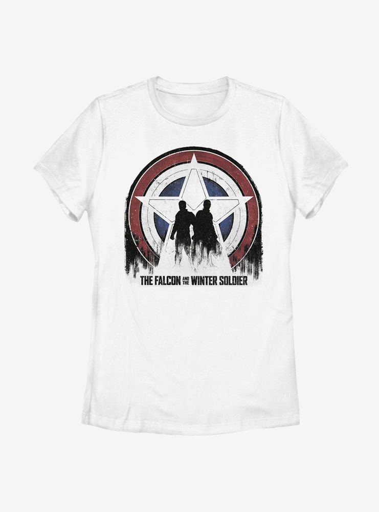 Marvel The Falcon And Winter Soldier Silhouette Shield Womens T-Shirt