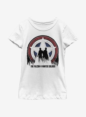 Marvel The Falcon And Winter Soldier Silhouette Shield Youth Girls T-Shirt