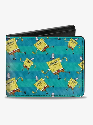 Spongebob Squarepants Dancing Striped Bifold Wallet