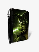 Star Wars The Clone Wars Yoda Lightsaber Pose Greens Zip Around Wallet