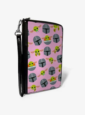 Star Wars The Mandalorian The Child Toss Print Pink Zip Around Wallet