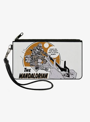 Star Wars The Mandalorian Riding Speeder Bike With The Child Zip Clutch Canvas Wallet