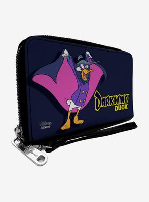 Disney Darkwing Duck Cape Pose Navy Yellow Zip Around Wallet