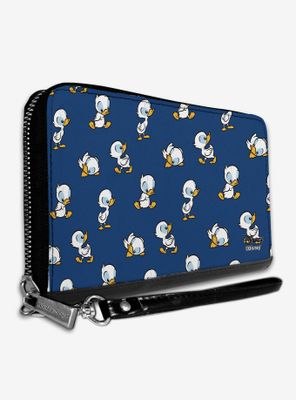 Disney Lilo & Stitch Duckling Poses Scattered Blue Zip Around Wallet