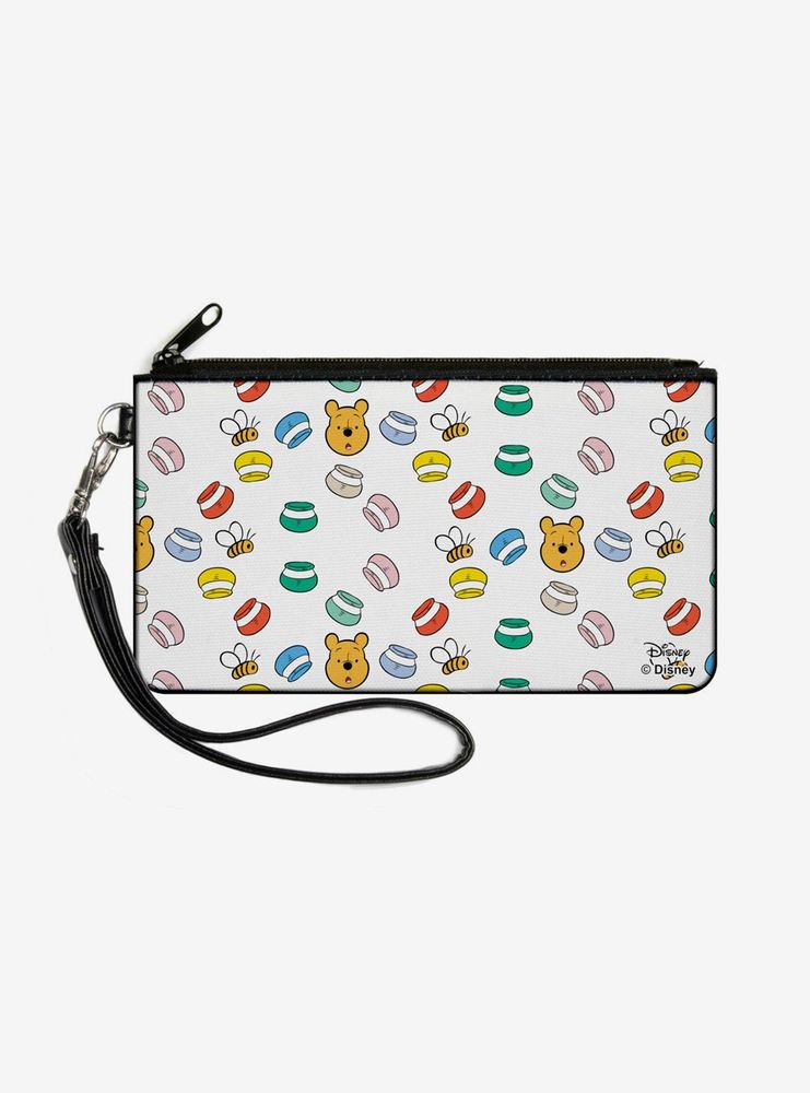 Disney Winnie The Pooh Toss Print Zip Clutch Canvas Wallet