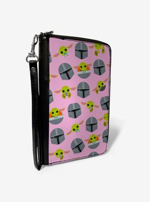 Star Wars The Mandalorian And The Child Print Pink Zip Around Wallet