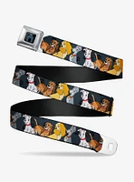 Disney Dogs Group Collage Paws Gray Black Seatbelt Belt