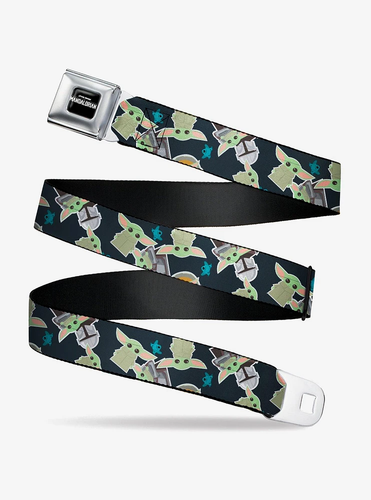 Star Wars The Mandalorian The Child And Frog Icons Navy Seatbelt Belt