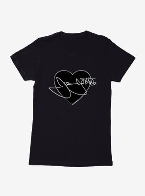 Joan Jett White Script Autograph Heart Womens T-Shirt