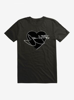 Joan Jett White Script Autograph Heart T-Shirt