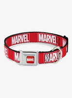 Marvel Red Brick Logo White Seatbelt Dog Collar