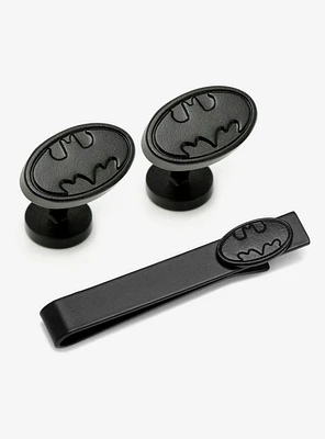 DC Comics Batman Satin Black Cufflinks and Tie Bar Set