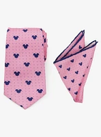Disney Mickey Mouse Dot Pink Tie and Pocket Square Set